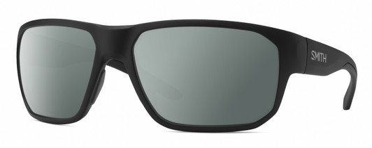 Profile View of Smith Optics Arvo Designer Polarized Sunglasses with Custom Cut Smoke Grey Lenses in Matte Black Mens Rectangle Full Rim Acetate 61 mm