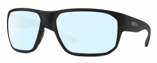 Profile View of Smith Optics Arvo Designer Blue Light Blocking Eyeglasses in Matte Black Mens Rectangle Full Rim Acetate 61 mm