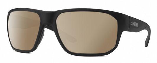 Profile View of Smith Optics Arvo Designer Polarized Sunglasses with Custom Cut Amber Brown Lenses in Matte Black Mens Rectangle Full Rim Acetate 61 mm