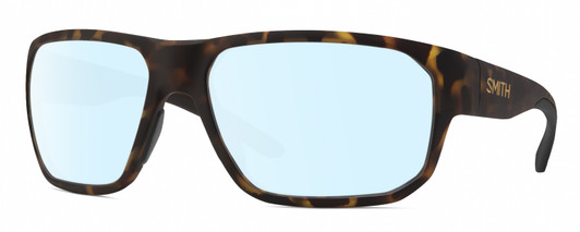 Profile View of Smith Optics Arvo Designer Blue Light Blocking Eyeglasses in Matte Dark Tortoise Havana Brown Gold Mens Rectangle Full Rim Acetate 61 mm