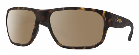 Profile View of Smith Optics Arvo Designer Polarized Sunglasses with Custom Cut Amber Brown Lenses in Matte Dark Tortoise Havana Brown Gold Mens Rectangle Full Rim Acetate 61 mm