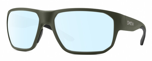 Profile View of Smith Optics Arvo Designer Blue Light Blocking Eyeglasses in Matte Moss Green Mens Rectangle Full Rim Acetate 61 mm