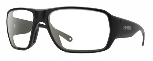 Profile View of Smith Optics Castaway Designer Reading Eye Glasses in Matte Black Unisex Wrap Full Rim Acetate 63 mm