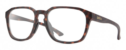 Profile View of Smith Optics Contour Designer Reading Eye Glasses in Matte Tortoise Havana Brown Gold Unisex Square Full Rim Acetate 56 mm