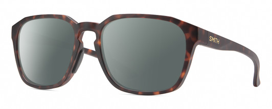 Profile View of Smith Optics Contour Designer Polarized Sunglasses with Custom Cut Smoke Grey Lenses in Matte Tortoise Havana Brown Gold Unisex Square Full Rim Acetate 56 mm