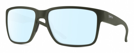 Profile View of Smith Optics Emerge Designer Blue Light Blocking Eyeglasses in Matte Moss Green Unisex Square Full Rim Acetate 60 mm