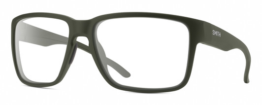 Profile View of Smith Optics Emerge Designer Progressive Lens Blue Light Blocking Eyeglasses in Matte Moss Green Unisex Square Full Rim Acetate 60 mm