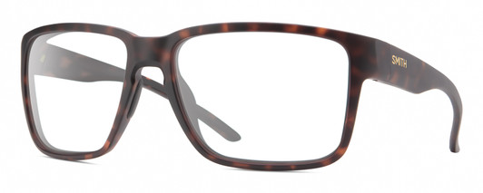 Profile View of Smith Optics Emerge Designer Reading Eye Glasses in Matte Tortoise Havana Brown Gold Unisex Square Full Rim Acetate 60 mm