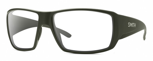 Profile View of Smith Optics Guides Choice Designer Reading Eye Glasses with Custom Cut Powered Lenses in Matte Moss Green Unisex Rectangle Full Rim Acetate 62 mm