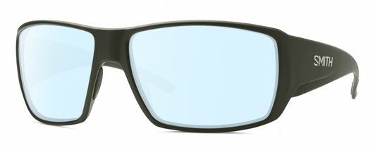 Profile View of Smith Optics Guides Choice Designer Blue Light Blocking Eyeglasses in Matte Moss Green Unisex Rectangle Full Rim Acetate 62 mm