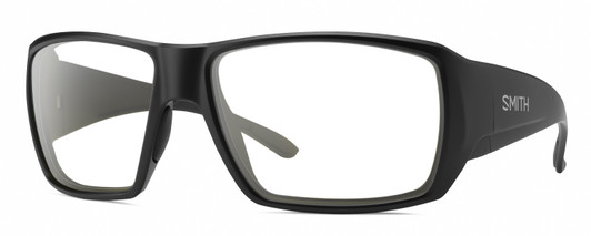 Profile View of Smith Optics Guides Choice S Designer Reading Eye Glasses in Matte Black Unisex Rectangle Full Rim Acetate 58 mm