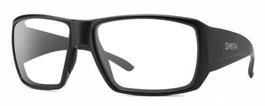 Profile View of Smith Optics Guides Choice S Designer Reading Eye Glasses in Matte Black Unisex Rectangle Full Rim Acetate 58 mm