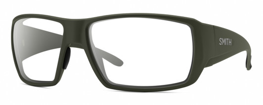Profile View of Smith Optics Guides Choice XL Designer Reading Eye Glasses in Matte Moss Green Unisex Rectangle Full Rim Acetate 63 mm