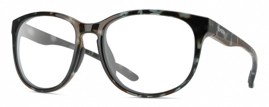 Profile View of Smith Optics Lake Shasta Designer Progressive Lens Prescription Rx Eyeglasses in Sky Tortoise Havana Blue Black Marble Unisex Cateye Full Rim Acetate 56 mm