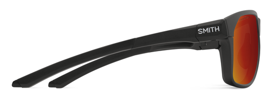 Side View of Smith Leadout Pivlock Unisex Sunglasses in Black/Photochromic CP Red Mirror 63mm