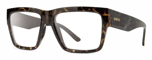 Profile View of Smith Optics Lineup Designer Reading Eye Glasses in Alpine Tortoise Havana Matte Brown Gold Unisex Square Full Rim Acetate 58 mm