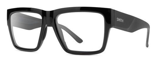 Profile View of Smith Optics Lineup Designer Reading Eye Glasses in Gloss Black Unisex Square Full Rim Acetate 58 mm