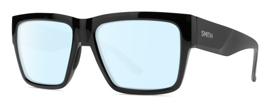 Profile View of Smith Optics Lineup Designer Blue Light Blocking Eyeglasses in Gloss Black Unisex Square Full Rim Acetate 58 mm