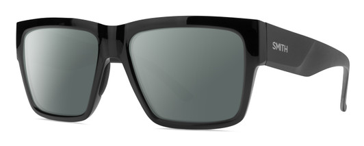 Profile View of Smith Optics Lineup Designer Polarized Sunglasses with Custom Cut Smoke Grey Lenses in Gloss Black Unisex Square Full Rim Acetate 58 mm