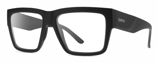 Profile View of Smith Optics Lineup Designer Blue Light Blocking Eyeglasses in Matte Black Unisex Square Full Rim Acetate 58 mm