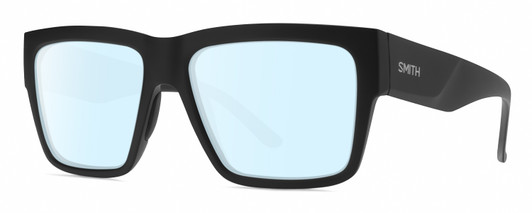 Profile View of Smith Optics Lineup Designer Blue Light Blocking Eyeglasses in Matte Black Unisex Square Full Rim Acetate 58 mm