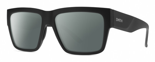 Profile View of Smith Optics Lineup Designer Polarized Sunglasses with Custom Cut Smoke Grey Lenses in Matte Black Unisex Square Full Rim Acetate 58 mm