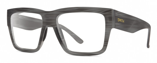 Profile View of Smith Optics Lineup Designer Blue Light Blocking Eyeglasses in Matte Gray Horn Marble Stripe Unisex Square Full Rim Acetate 58 mm