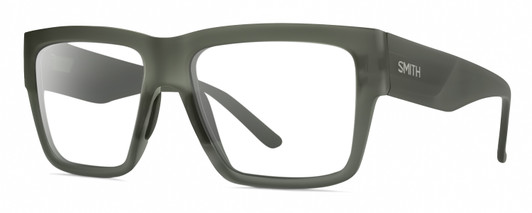 Profile View of Smith Optics Lineup Designer Reading Eye Glasses in Matte Moss Crystal Green Unisex Square Full Rim Acetate 58 mm