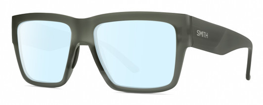 Profile View of Smith Optics Lineup Designer Blue Light Blocking Eyeglasses in Matte Moss Crystal Green Unisex Square Full Rim Acetate 58 mm