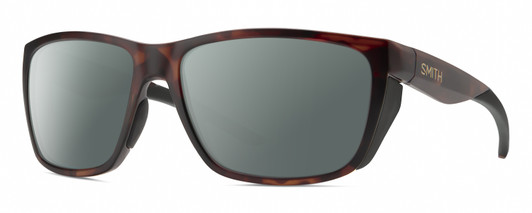 Profile View of Smith Optics Longfin Designer Polarized Sunglasses with Custom Cut Smoke Grey Lenses in Matte Tortoise Havana Brown Gold Unisex Wrap Full Rim Acetate 59 mm