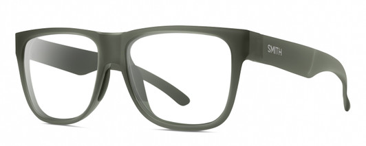 Profile View of Smith Optics Lowdown 2 Designer Blue Light Blocking Eyeglasses in Matte Moss Crystal Green Unisex Classic Full Rim Acetate 55 mm