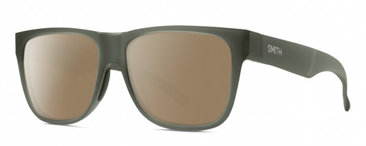 Profile View of Smith Optics Lowdown 2 Designer Polarized Sunglasses with Custom Cut Amber Brown Lenses in Matte Moss Crystal Green Unisex Classic Full Rim Acetate 55 mm