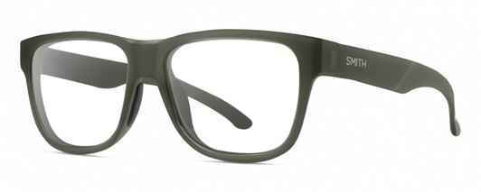 Profile View of Smith Optics Lowdown Slim 2 Designer Progressive Lens Blue Light Blocking Eyeglasses in Matte Moss Crystal Green Unisex Classic Full Rim Acetate 53 mm