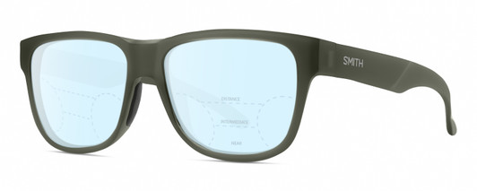 Profile View of Smith Optics Lowdown Slim 2 Designer Progressive Lens Blue Light Blocking Eyeglasses in Matte Moss Crystal Green Unisex Classic Full Rim Acetate 53 mm