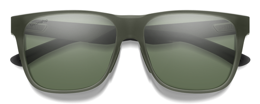 Front View of Smith Lowdown Sunglass Crystal/Gunmetal/Photochromic CP Polarized Gray Geen 56mm