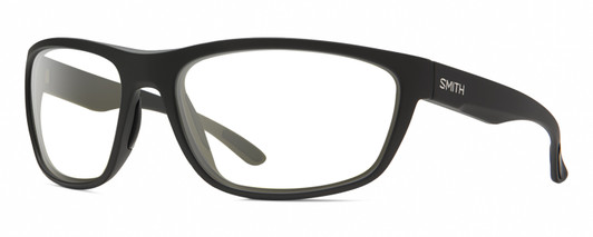 Profile View of Smith Optics Redding Designer Reading Eye Glasses with Custom Cut Powered Lenses in Matte Black Unisex Wrap Full Rim Acetate 65 mm