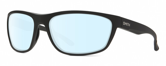 Profile View of Smith Optics Redding Designer Blue Light Blocking Eyeglasses in Matte Black Unisex Wrap Full Rim Acetate 65 mm