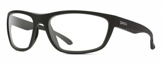 Profile View of Smith Optics Redding Designer Reading Eye Glasses in Matte Black Unisex Wrap Full Rim Acetate 65 mm