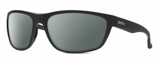 Profile View of Smith Optics Redding Designer Polarized Sunglasses with Custom Cut Smoke Grey Lenses in Matte Black Unisex Wrap Full Rim Acetate 65 mm