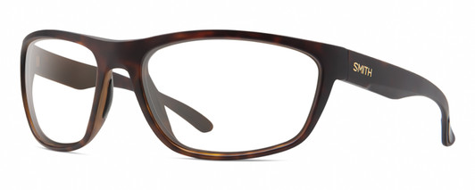 Profile View of Smith Optics Redding Designer Reading Eye Glasses in Matte Tortoise Havana Brown Gold Unisex Wrap Full Rim Acetate 65 mm