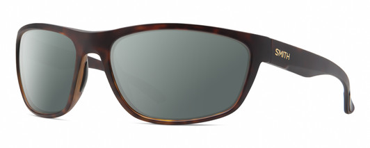 Profile View of Smith Optics Redding Designer Polarized Sunglasses with Custom Cut Smoke Grey Lenses in Matte Tortoise Havana Brown Gold Unisex Wrap Full Rim Acetate 65 mm