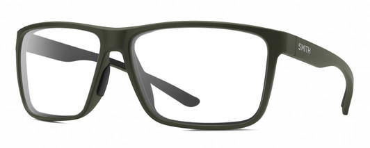 Profile View of Smith Optics Riptide Designer Blue Light Blocking Eyeglasses in Matte Moss Green Unisex Rectangle Full Rim Acetate 61 mm
