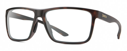 Profile View of Smith Optics Riptide Designer Blue Light Blocking Eyeglasses in Matte Tortoise Havana Brown Gold Unisex Rectangle Full Rim Acetate 61 mm