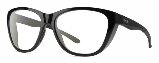 Profile View of Smith Optics Shoal Designer Reading Eye Glasses in Gloss Black Unisex Oval Full Rim Acetate 58 mm