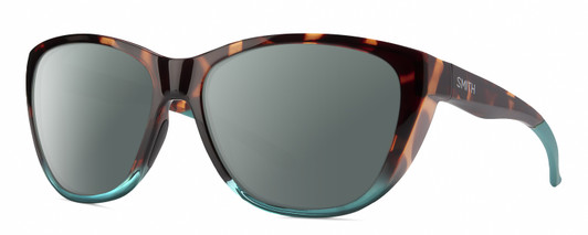 Profile View of Smith Optics Shoal Designer Polarized Sunglasses with Custom Cut Smoke Grey Lenses in Opal Fade Tortoise Havana Brown Gold Blue Unisex Oval Full Rim Acetate 58 mm