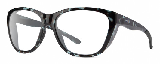 Profile View of Smith Optics Shoal Designer Blue Light Blocking Eyeglasses in Sky Tortoise Havana Blue Black Marble Unisex Oval Full Rim Acetate 58 mm