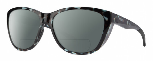 Profile View of Smith Optics Shoal Designer Polarized Reading Sunglasses with Custom Cut Powered Smoke Grey Lenses in Sky Tortoise Havana Blue Black Marble Unisex Oval Full Rim Acetate 58 mm
