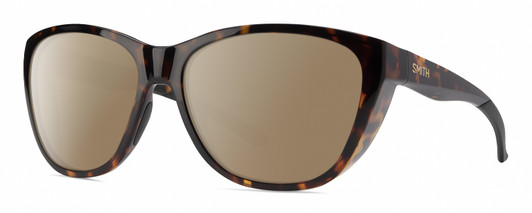 Profile View of Smith Optics Shoal Designer Polarized Sunglasses with Custom Cut Amber Brown Lenses in Tortoise Havana Brown Gold Unisex Oval Full Rim Acetate 58 mm