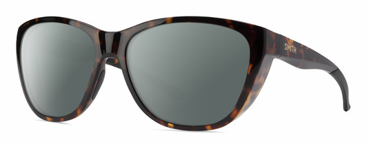 Profile View of Smith Optics Shoal Designer Polarized Sunglasses with Custom Cut Smoke Grey Lenses in Tortoise Havana Brown Gold Unisex Oval Full Rim Acetate 58 mm