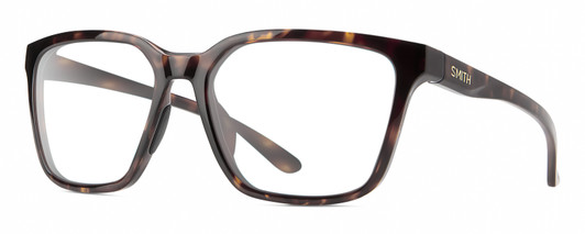 Profile View of Smith Optics Shoutout Designer Reading Eye Glasses in Tortoise Havana Brown Gold Unisex Retro Full Rim Acetate 57 mm